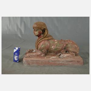 Paar Gartenfiguren liegende Sphinxen