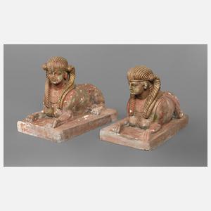Paar Gartenfiguren liegende Sphinxen
