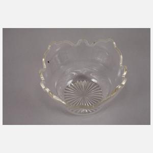 Silber Henkelschale mit Glaseinsatz