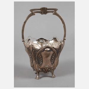 Silber Henkelschale mit Glaseinsatz