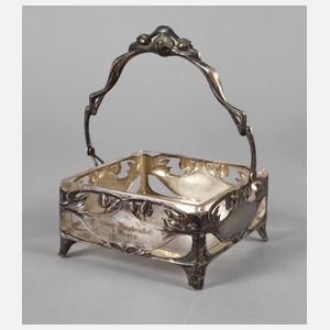 Silber Henkelschale mit Glaseinsatz