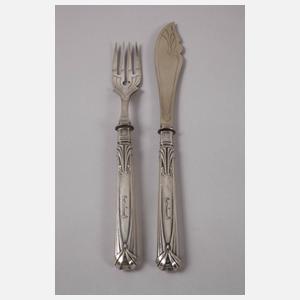 Peter Behrens Silber Fischbesteck für 6 Personen