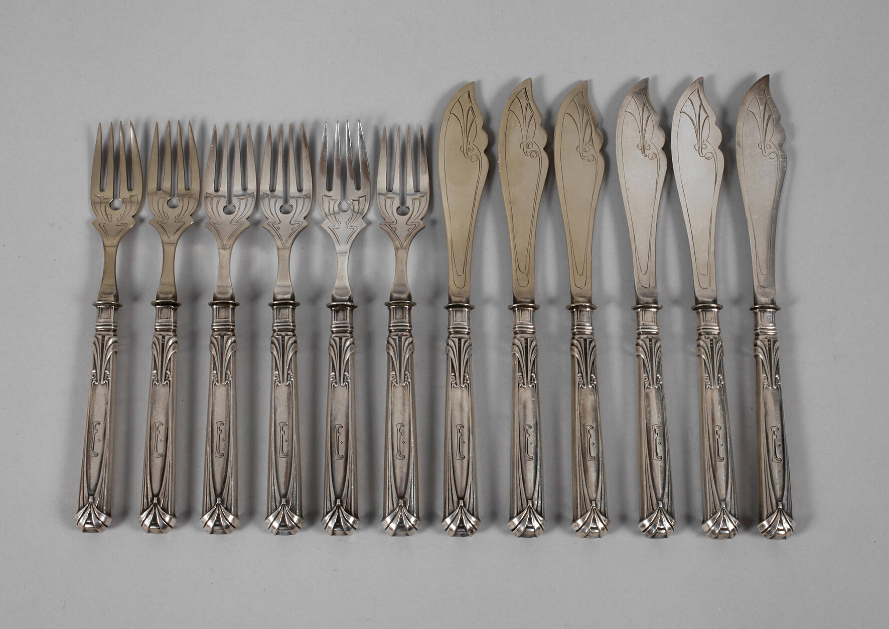 Peter Behrens Silber Fischbesteck für 6 Personen