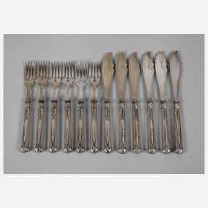 Peter Behrens Silber Fischbesteck für 6 Personen
