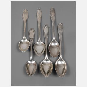 Sechs Kaffeelöffel Jugendstil