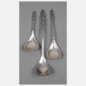 Niederlande drei Silberlöffel mit Glockenblumen