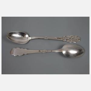 Dänemark fünf Silberlöffel Misteldekor