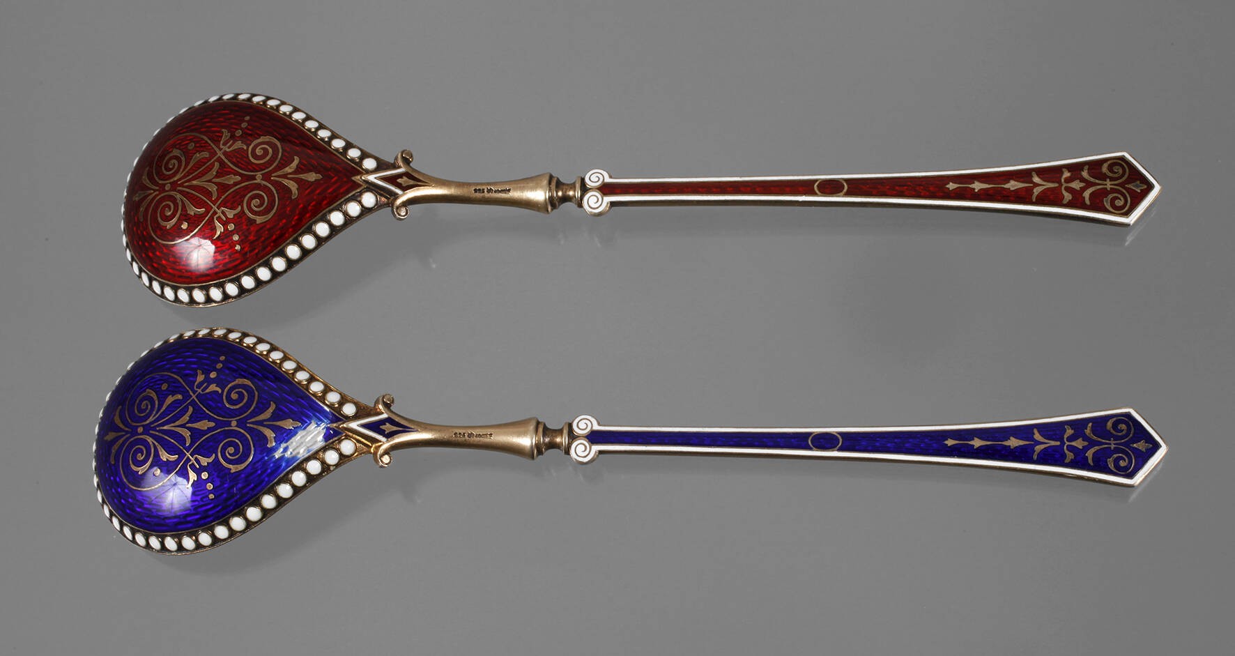 Paar Emaillelöffel David Andersen Norwegen