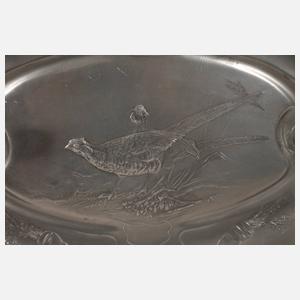 Kayserzinn Vorlegeplatte mit Fasanenmotiv