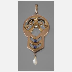 Jugendstilanhänger mit Steinbesatz