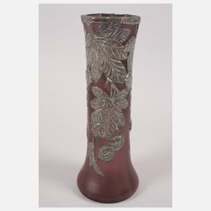 Große Jugendstilvase mit Zinnauflage