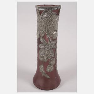 Große Jugendstilvase mit Zinnauflage