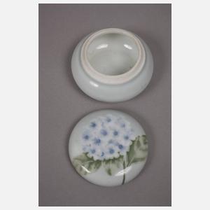 Böhmen Vase und Deckeldose Blumendekor