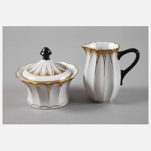 Burgau Zuckerdose und Sahnegießer "Gerippte Form"