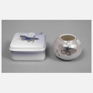Kopenhagen Schale und Dose Schmetterlingsdekor
