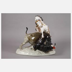 Meissen "Indianer zu Pferde, Büffel jagend"