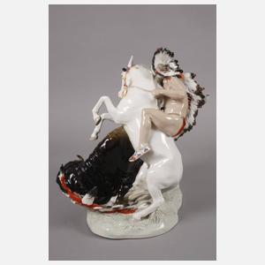 Meissen "Indianer zu Pferde, Büffel jagend"