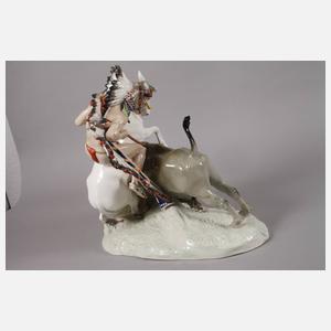 Meissen "Indianer zu Pferde, Büffel jagend"