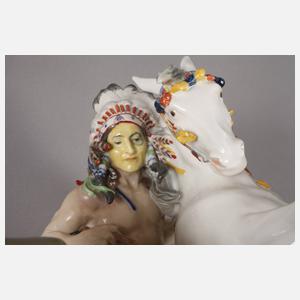 Meissen "Indianer zu Pferde, Büffel jagend"