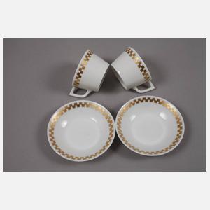 Nymphenburg Paar Mokkatassen ”Goldenes Würfelband”