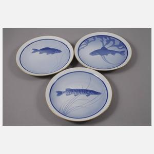 Rosenthal sechs Teller und Sauciere Fischmotiv
