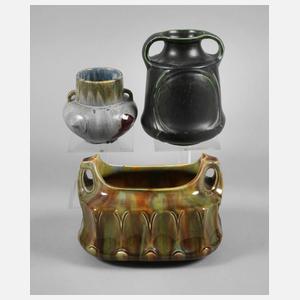 Drei Jugendstilvasen Siegersdorf/Schlesien