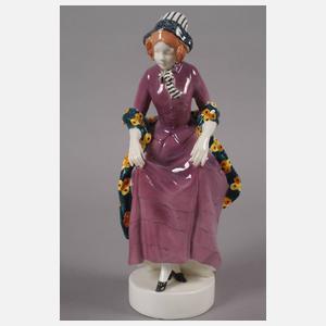 Goldscheider Wien Biedermeierdame "Im Regen"