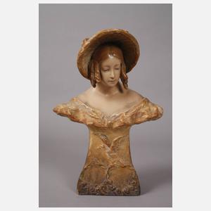 Goldscheider Wien Damenbüste mit Hut