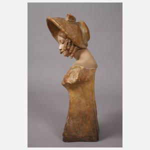 Goldscheider Wien Damenbüste mit Hut