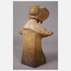 Goldscheider Wien Damenbüste mit Hut