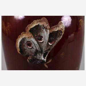 Clement Massier Vase Schmetterlingsdekor