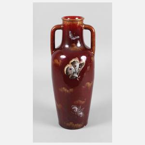 Clement Massier Vase Schmetterlingsdekor
