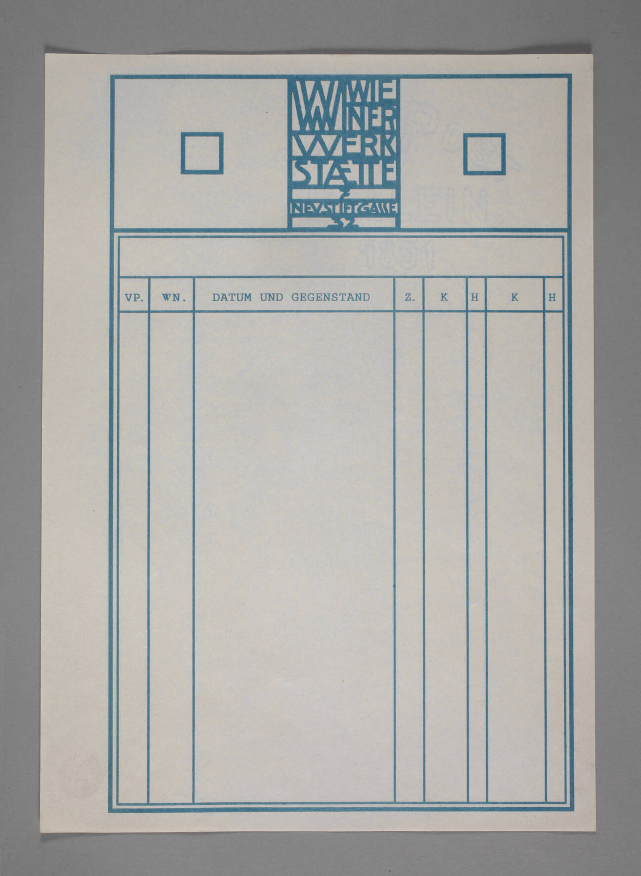 Blankorechnungsformular der Wiener Werkstätte