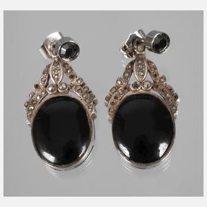 Ohrhänger mit Onyx und Markasiten