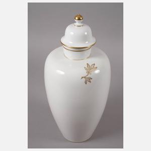 Meissen große Deckelvase Skispringermotiv