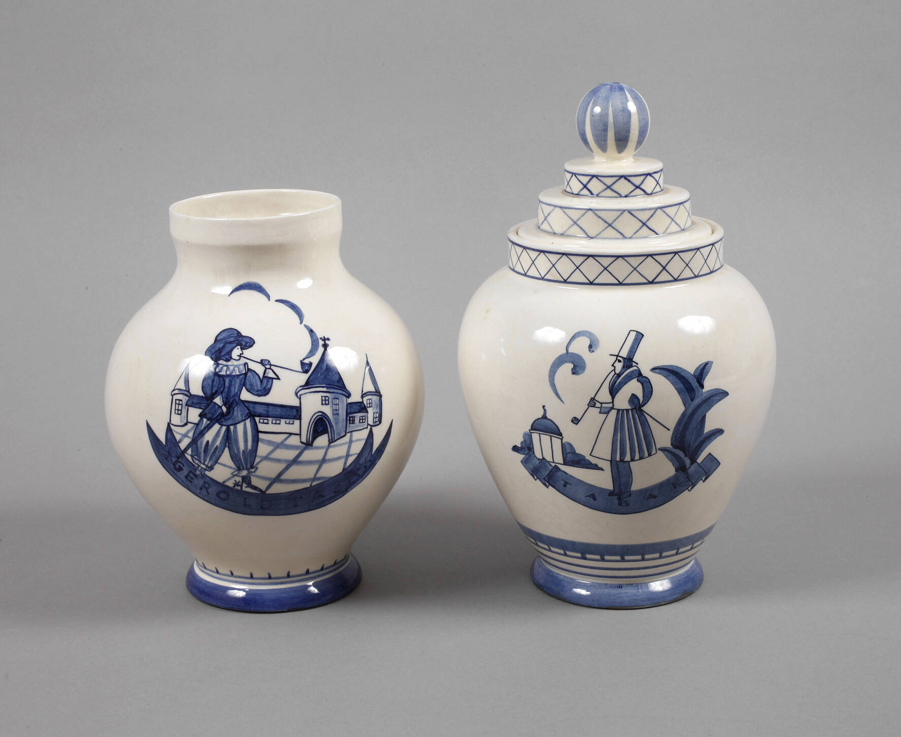 Velten Vordamm zwei Tabaktöpfe Art déco