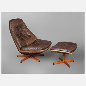 Ledersessel mit Ottomane