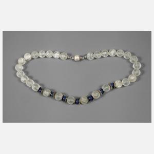 Designcollier aus Bergkristall und Lapislazuli