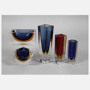 Murano fünf Teile Sommerso