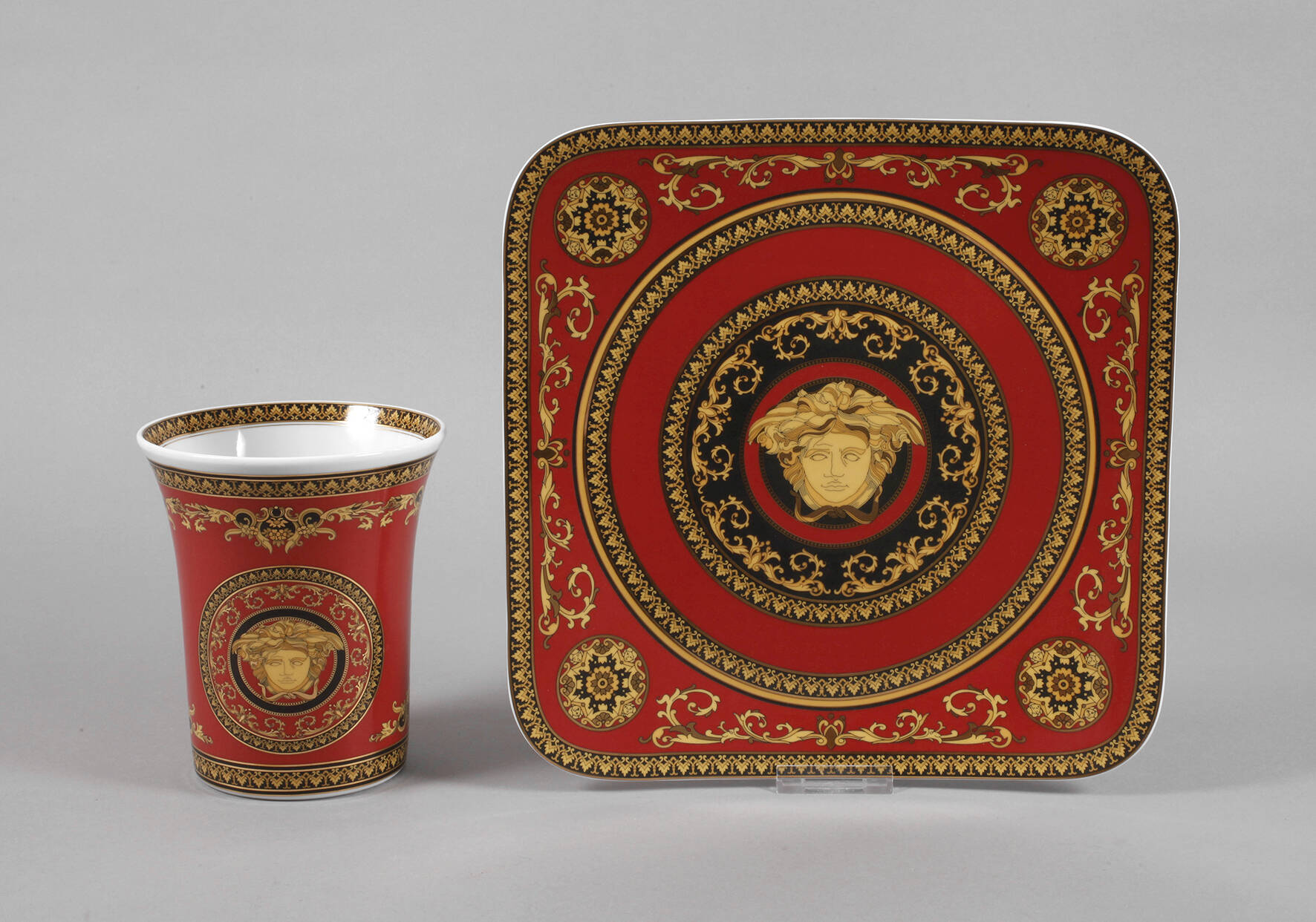 Rosenthal große Platte und Vase "Medusa Red"