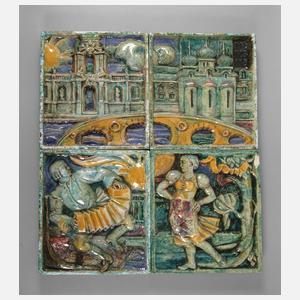 Vier Große Bildfliesen Heinz Werner attr.