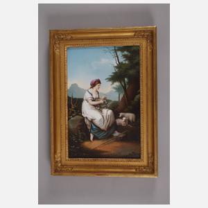 Bildplatte "Blumen windende Abra-Schäferin"