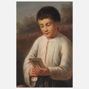 Bildplatte "Knaben beim Kartenspiel"