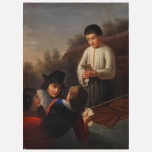 Bildplatte "Knaben beim Kartenspiel"