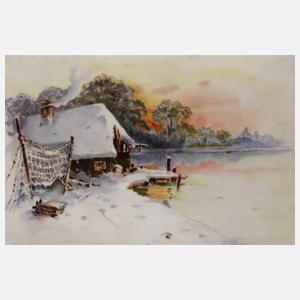 KPM Berlin Bildplatte Winterlandschaft