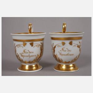 KPM Berlin Paar Tassen Goldmalerei