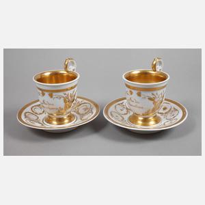 KPM Berlin Paar Tassen Goldmalerei