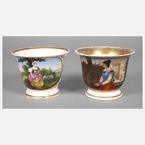 Paar große Ansichtentassen