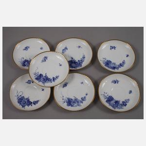 Kopenhagen sechs Mokkatassen "Blaue Blume/Goldrand"