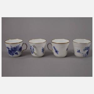 Kopenhagen sechs Mokkatassen "Blaue Blume/Goldrand"